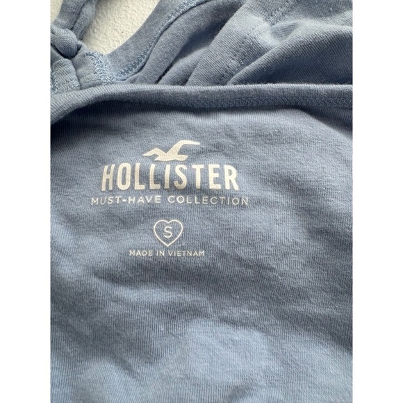 Hollister Halter Top Blue Ruched Drawstring Tie Cropped Tank Top - Picture 4 of 4